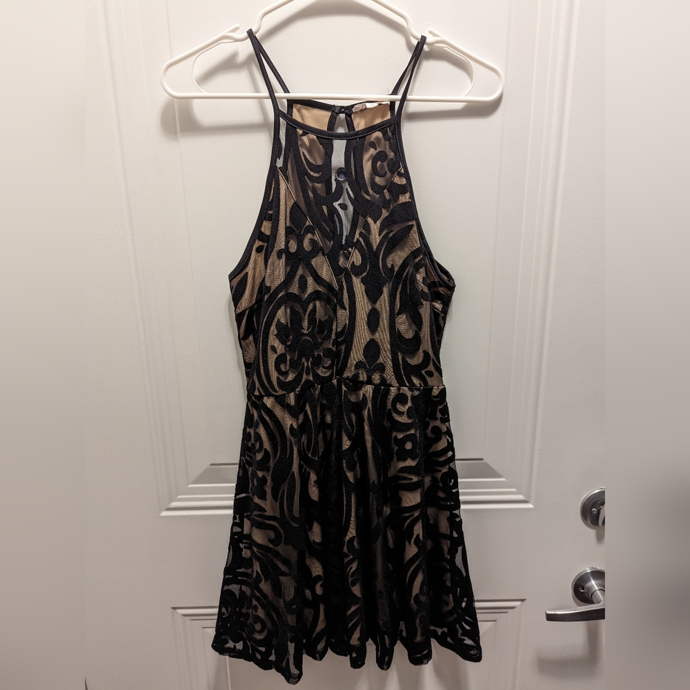 A'gaci black and nude lined cocktail dress, medium